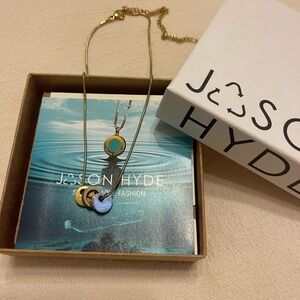 Gold and Blue Pendant Necklace